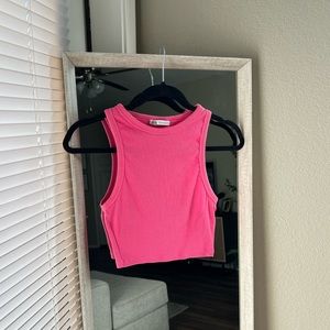 Zara Pink High Neck Cropped Top